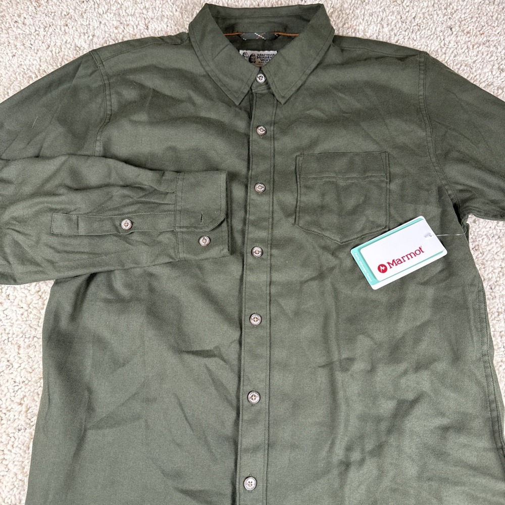 New Marmot Fairfax Lightweight Flannel Shirt Mens M Long Sleeve Button Up Green